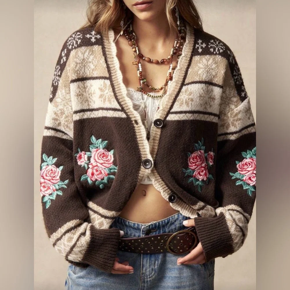 Boutique Embroidered Roses Western Cardi, Various Sizes NWT - Picture 3 of 7